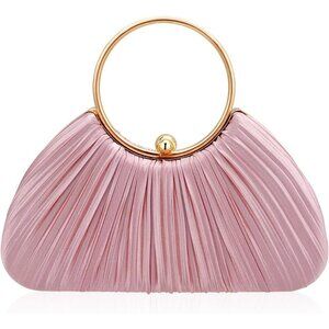 Elegant Pleated Silk Clutch Purse with Detachable Chain – Perfect for Weddings